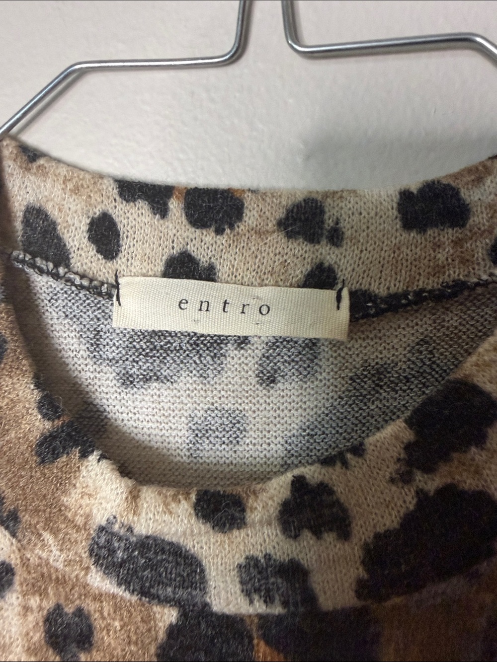 entro Beige and Brown Leopard Print Long Sleeve Mini Dress - Picture 3 of 4
